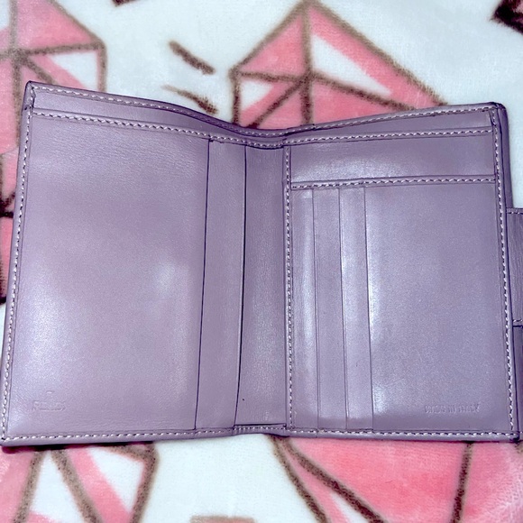 Fendi EUC FF Zucchino Canvas Compact Flap Wallet / Lilac! Rare find - Picture 10 of 17